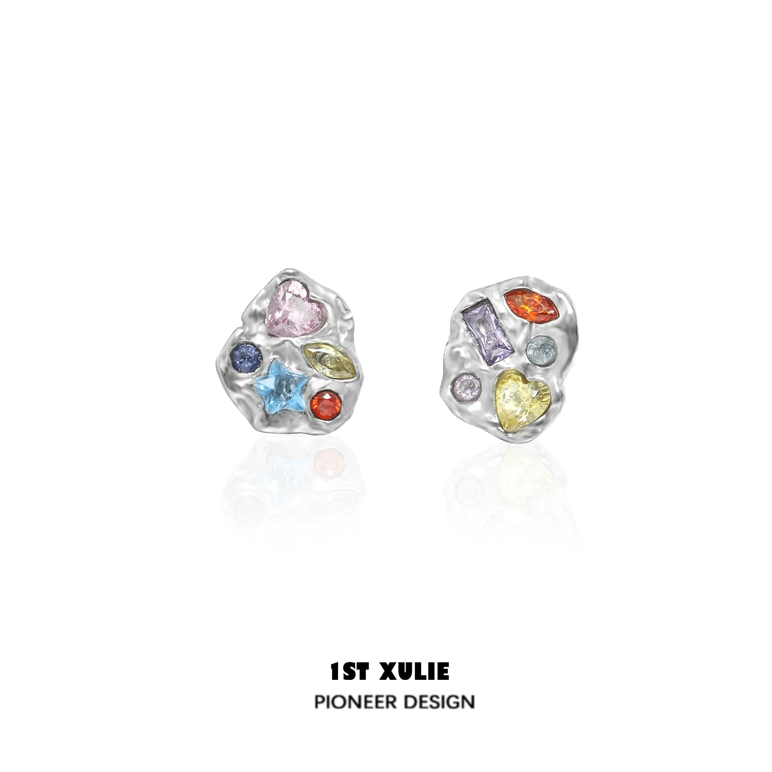 Dopamine earrings colorful studs with unique gem shapes for a lively accessory look
