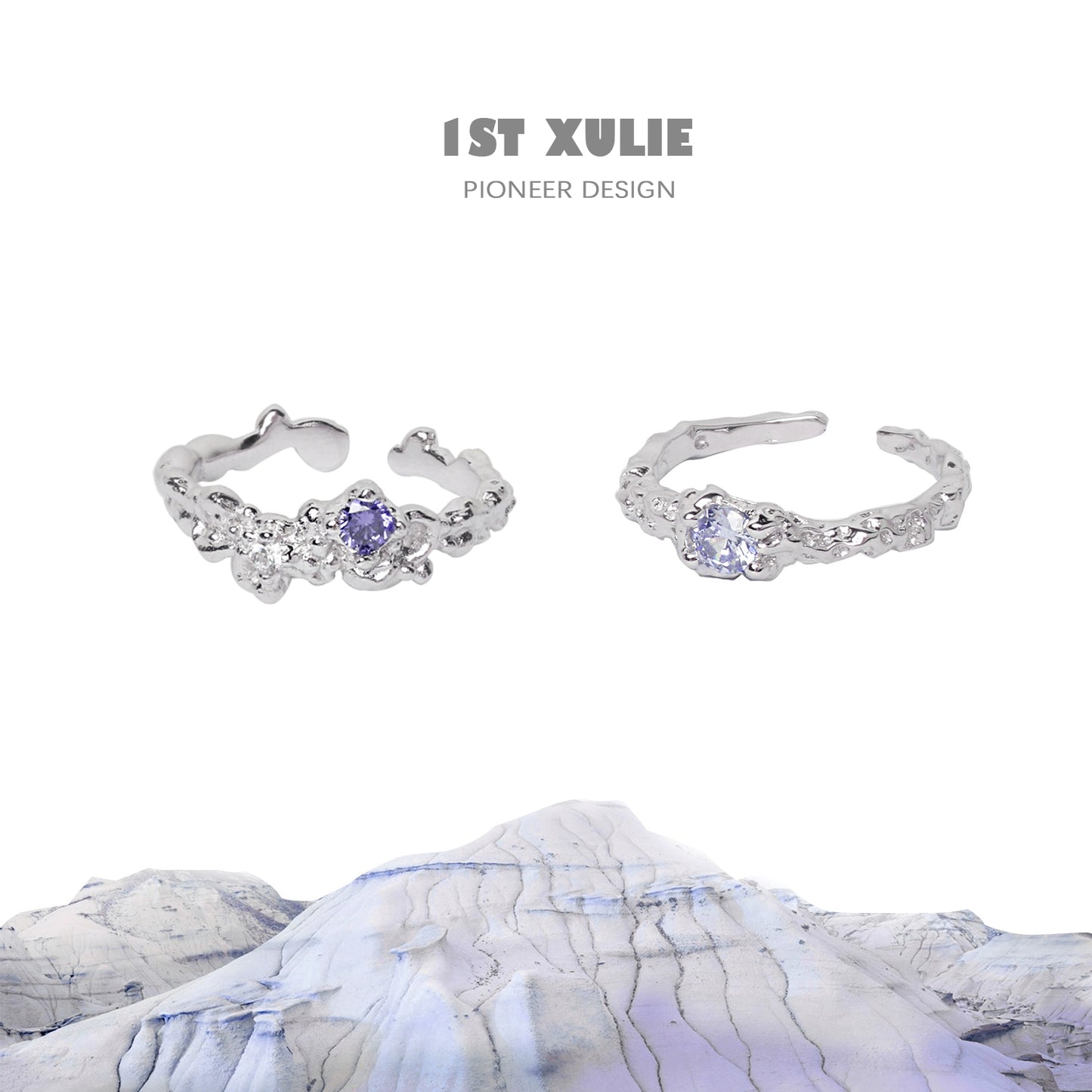 1ST XULIE Dream Fairy Purple Zircon Ring with delicate design and shimmering stones