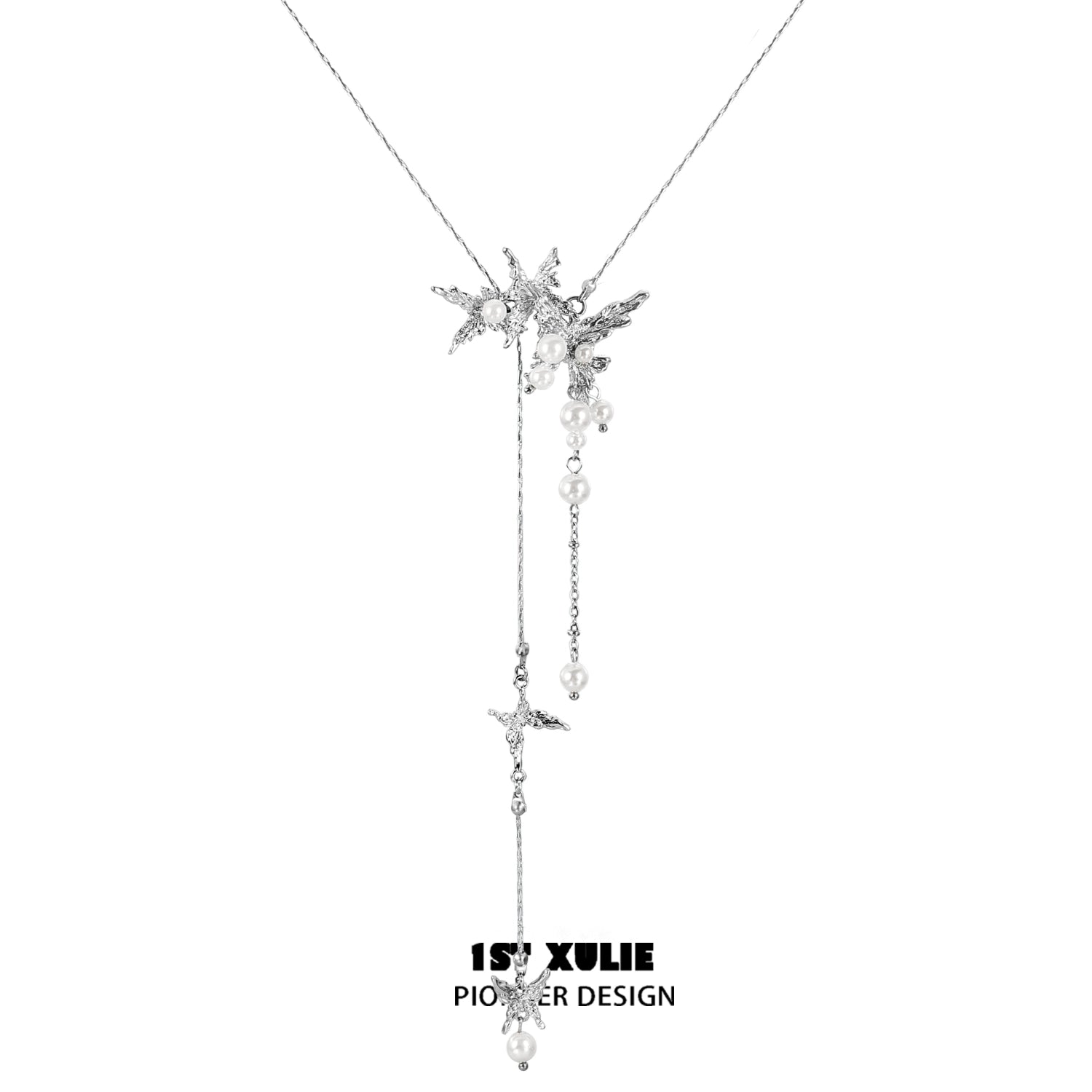 1STXULIE Dream Wings Pearl Necklace with a sparkling design featuring elegant pearl accents
