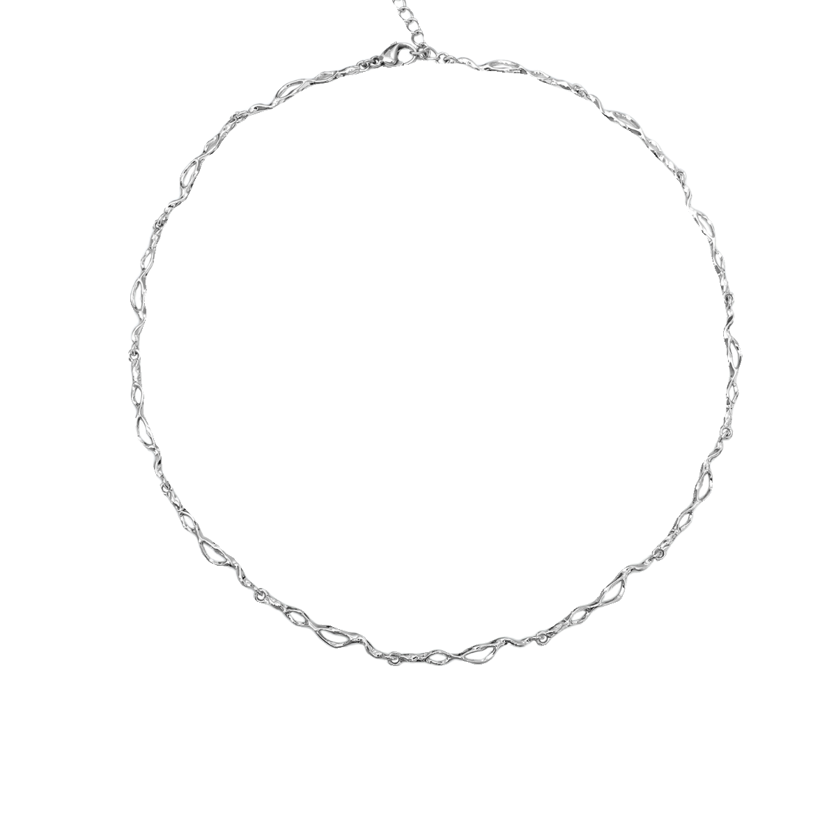 1STXULIE edgy chain necklace in silver, featuring twisted detailing for a bold, stylish look