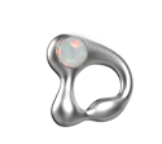Unique 1STXULIE edgy letter silver stud earrings featuring an opal accent for a modern look