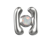 Edgy letter silver stud earrings featuring a central opal gemstone for a unique look