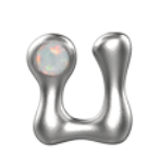 Edgy letter silver stud earrings featuring a unique design and iridescent stone detail