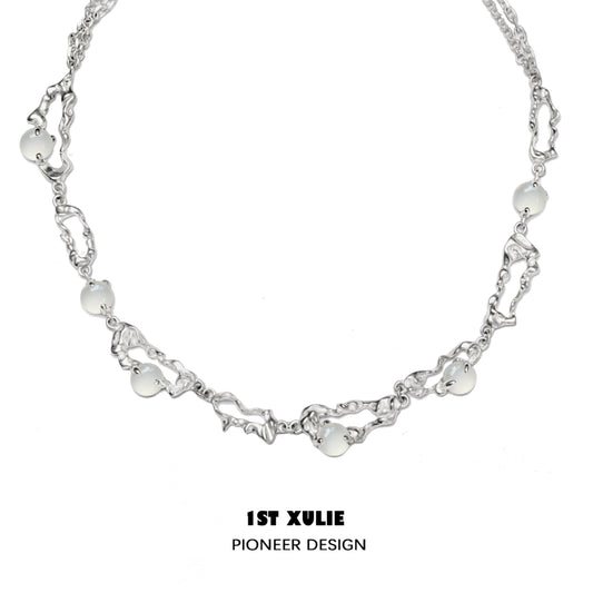 Frost goddess beaded necklace with unique silver design and elegant beads by 1ST XULIE