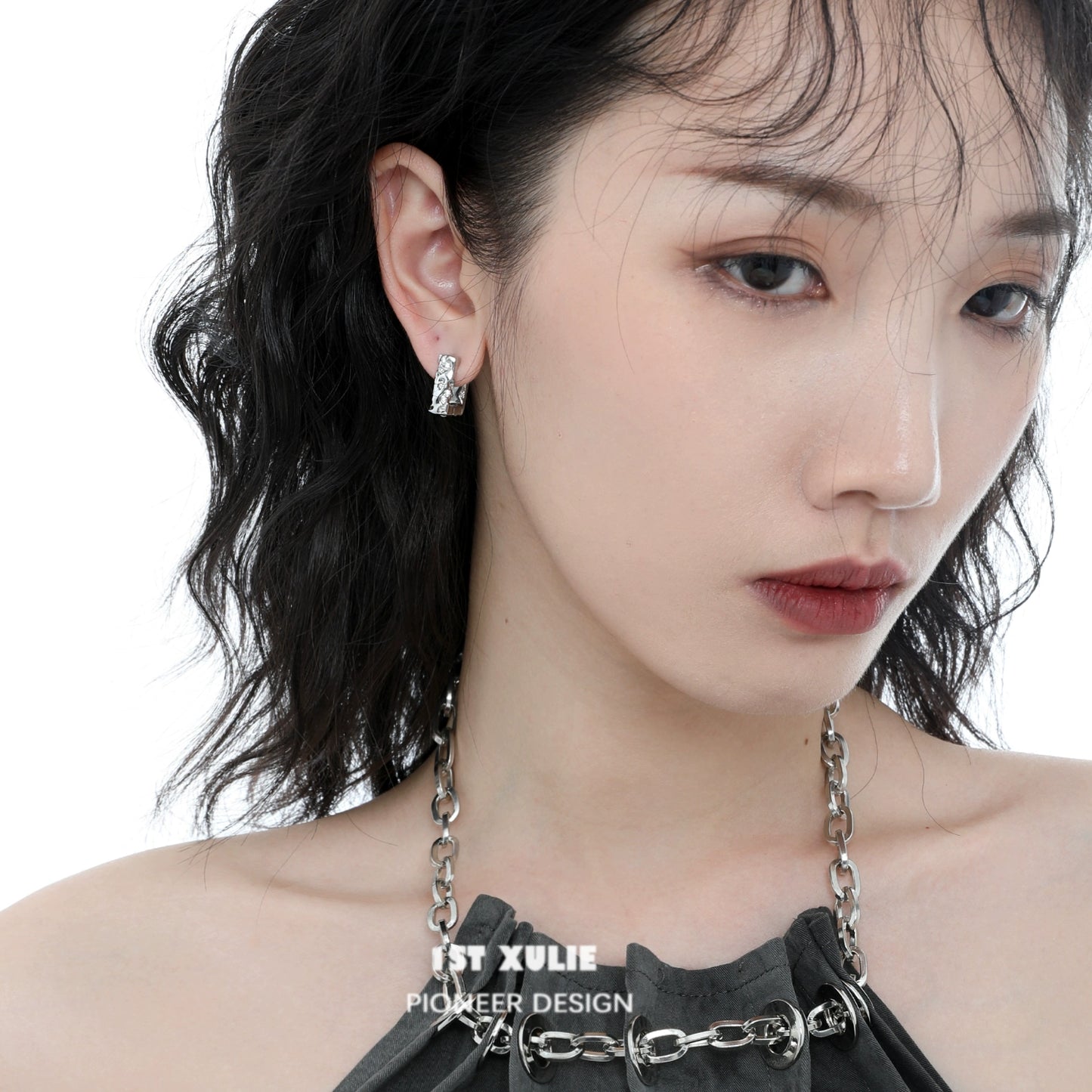 Frosted geometric earrings from 1STXULIE designed for a modern, stylish look