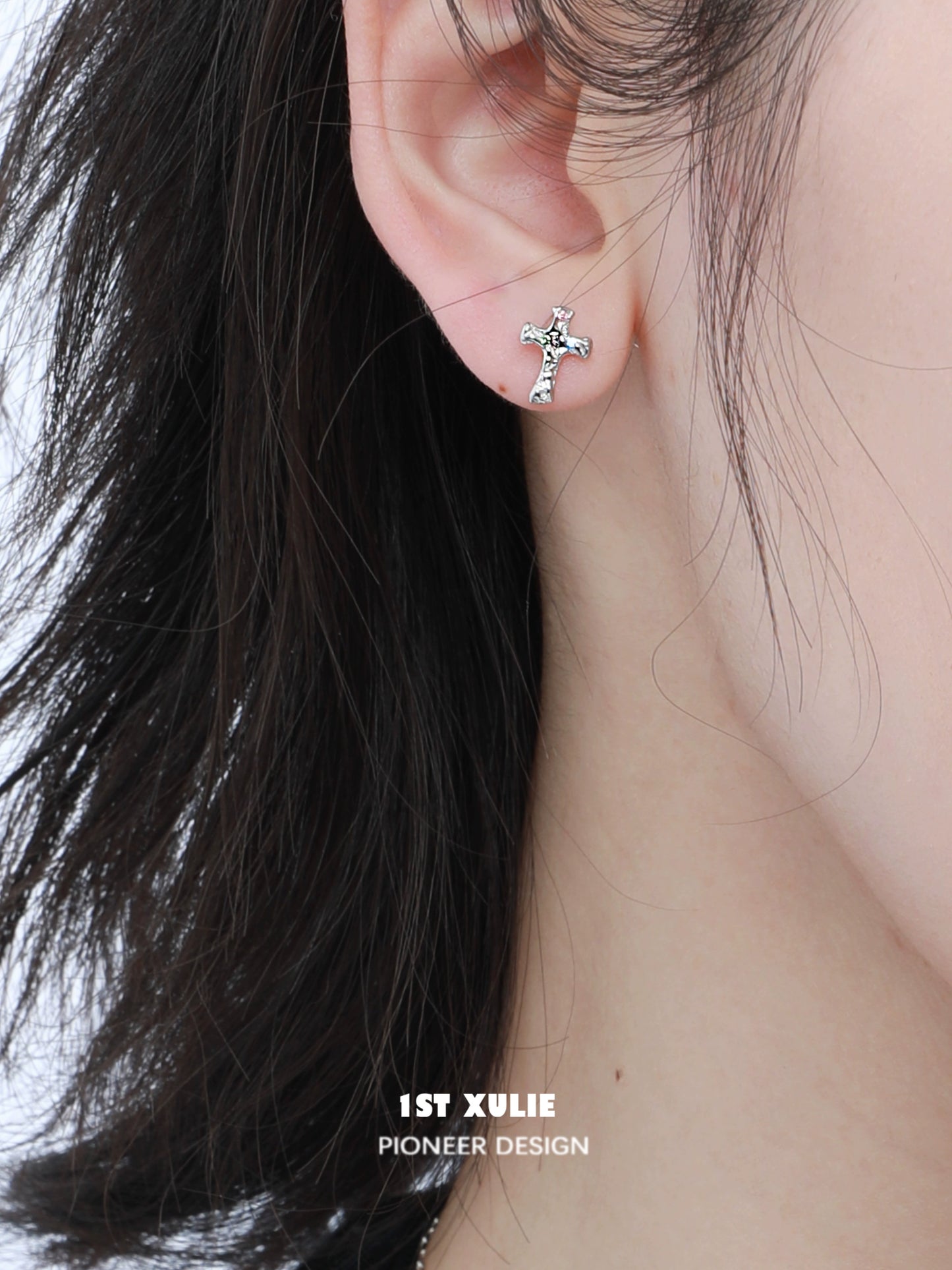 Stylish frozen cross zircon earrings by 1ST XULIE, perfect for adding elegance to any outfit