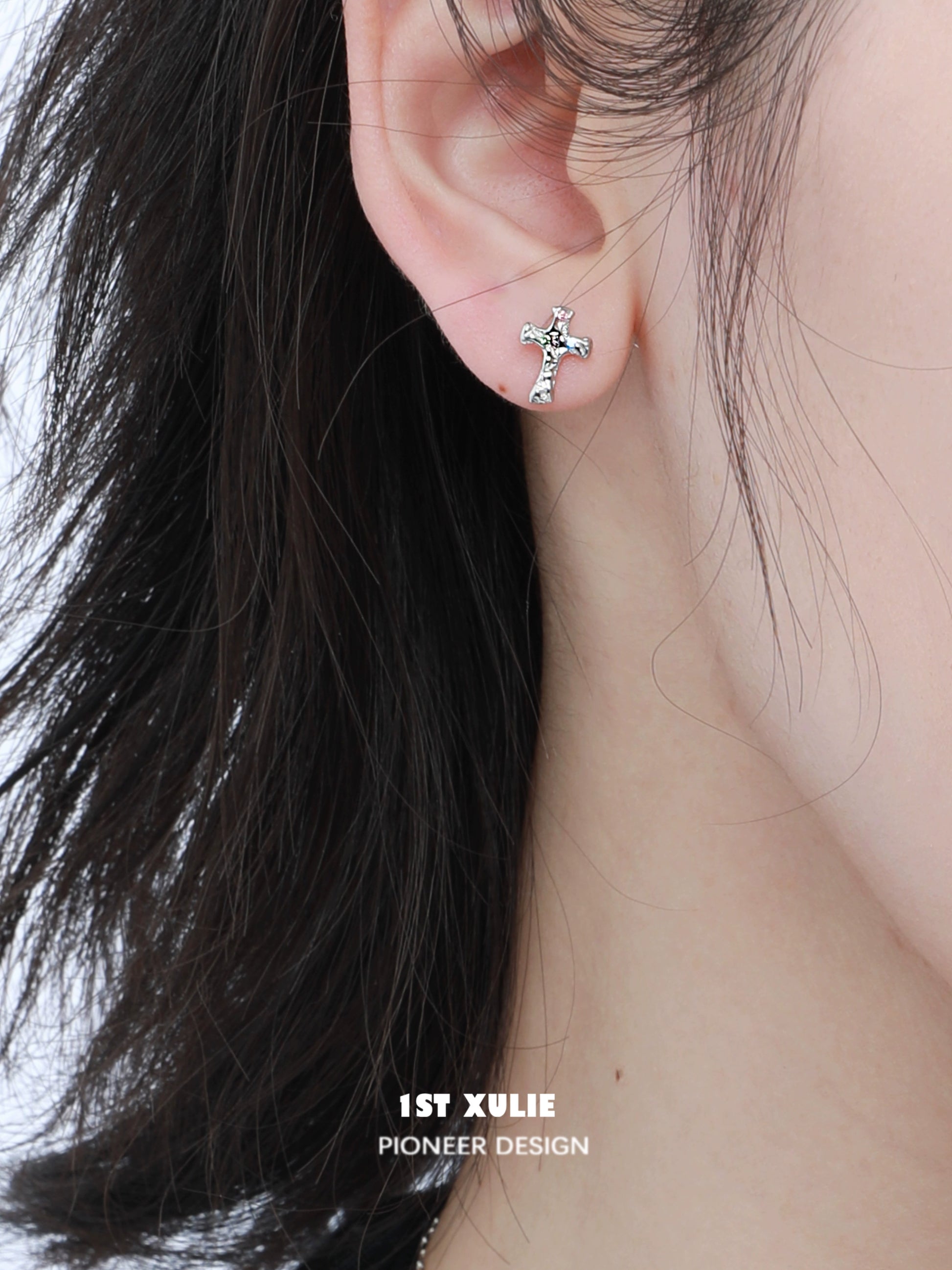 Stylish frozen cross zircon earrings by 1ST XULIE, perfect for adding elegance to any outfit