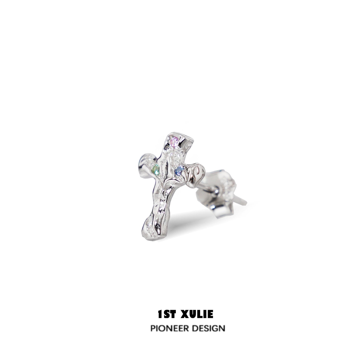 Stylish frozen cross zircon earrings featuring a unique design and sparkling details