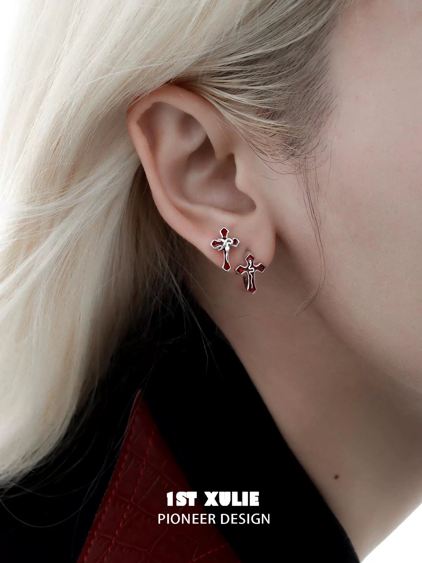 Gothic snake cross earrings featuring a unique design for edgy fashion lovers