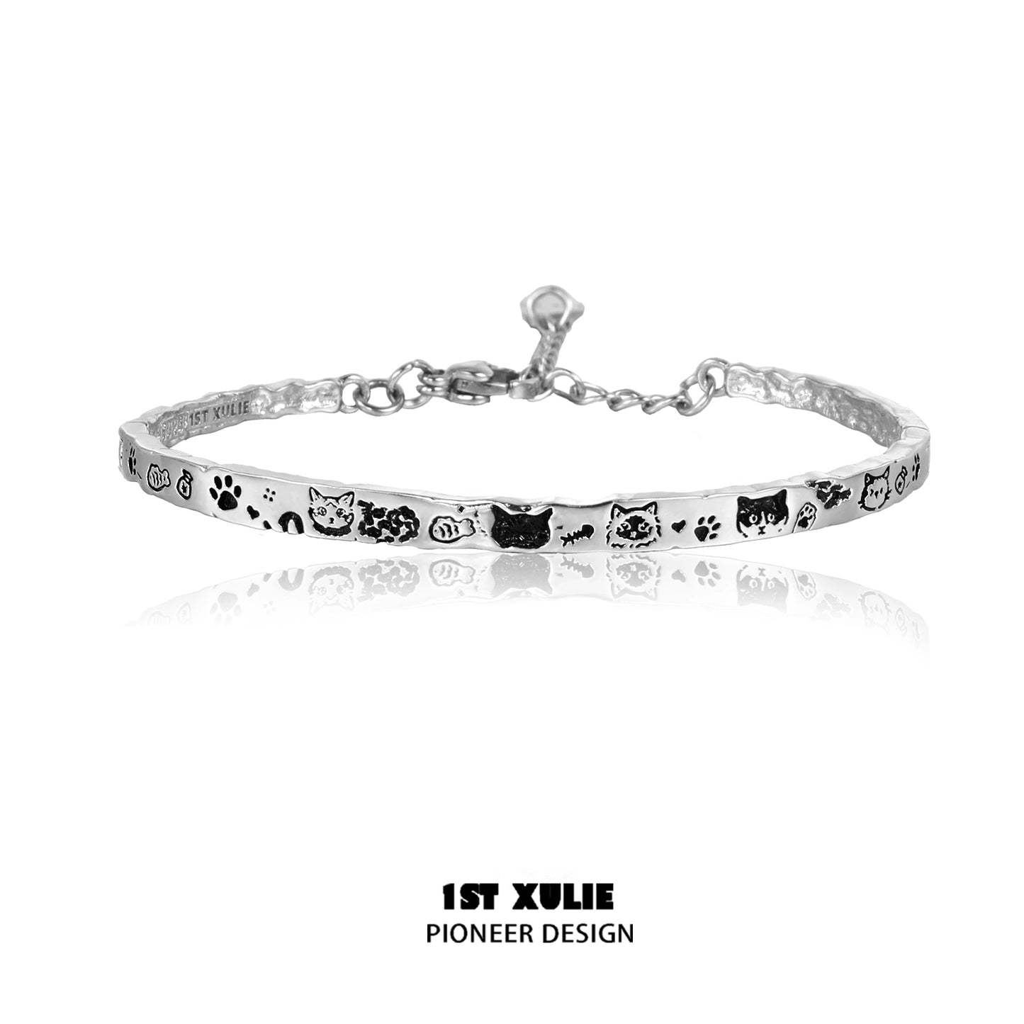 Happy cat dog silver ring featuring adorable pet designs for animal lovers