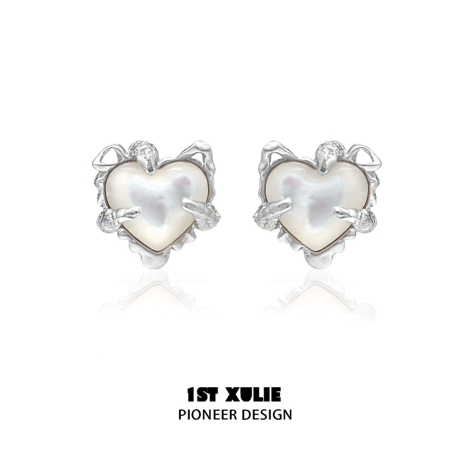 Elegant heart ear clips for women featuring a unique design with pearlescent detail