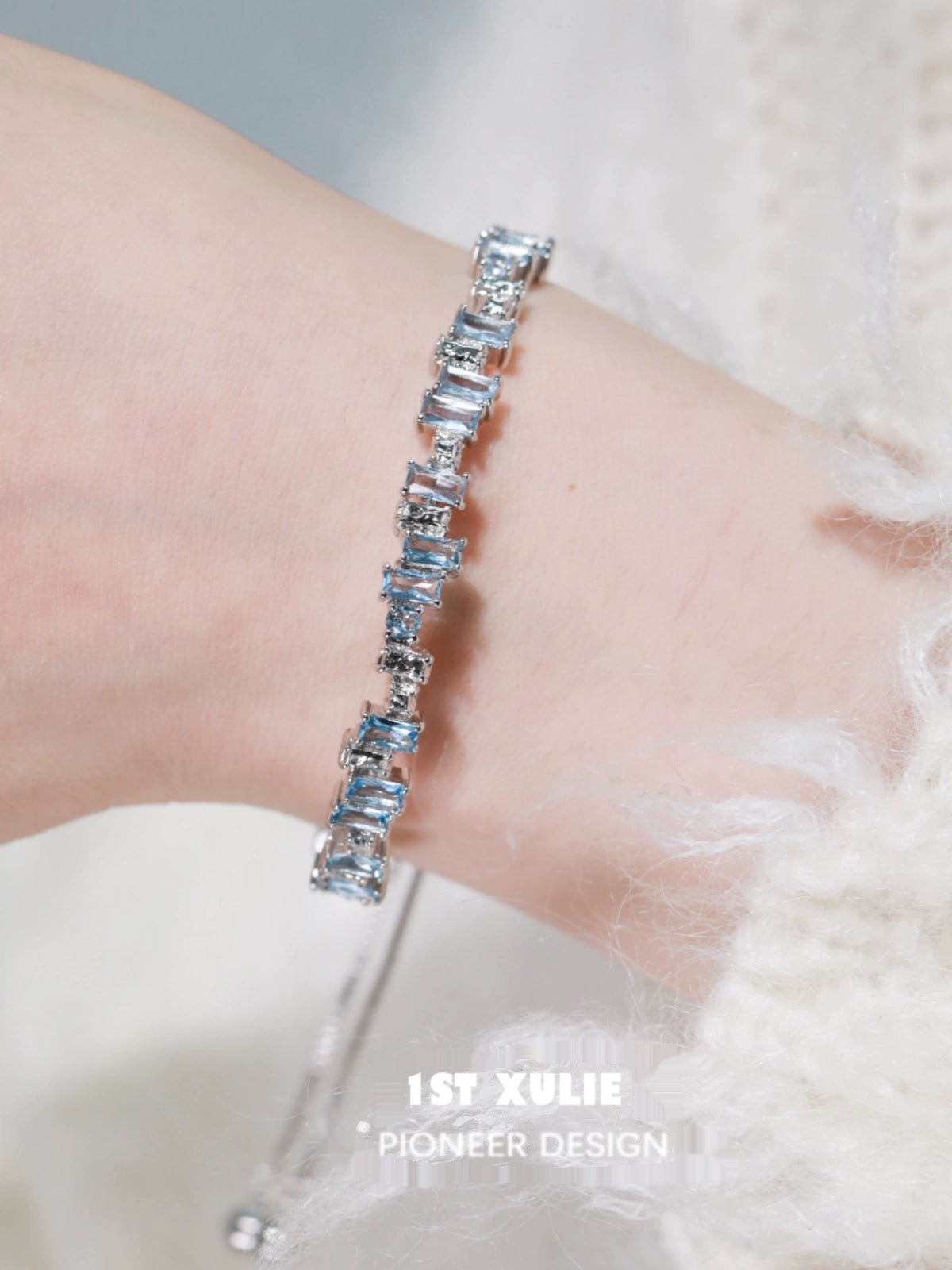 Iceland zircon star bracelet featuring sparkling blue stones on a delicate silver chain