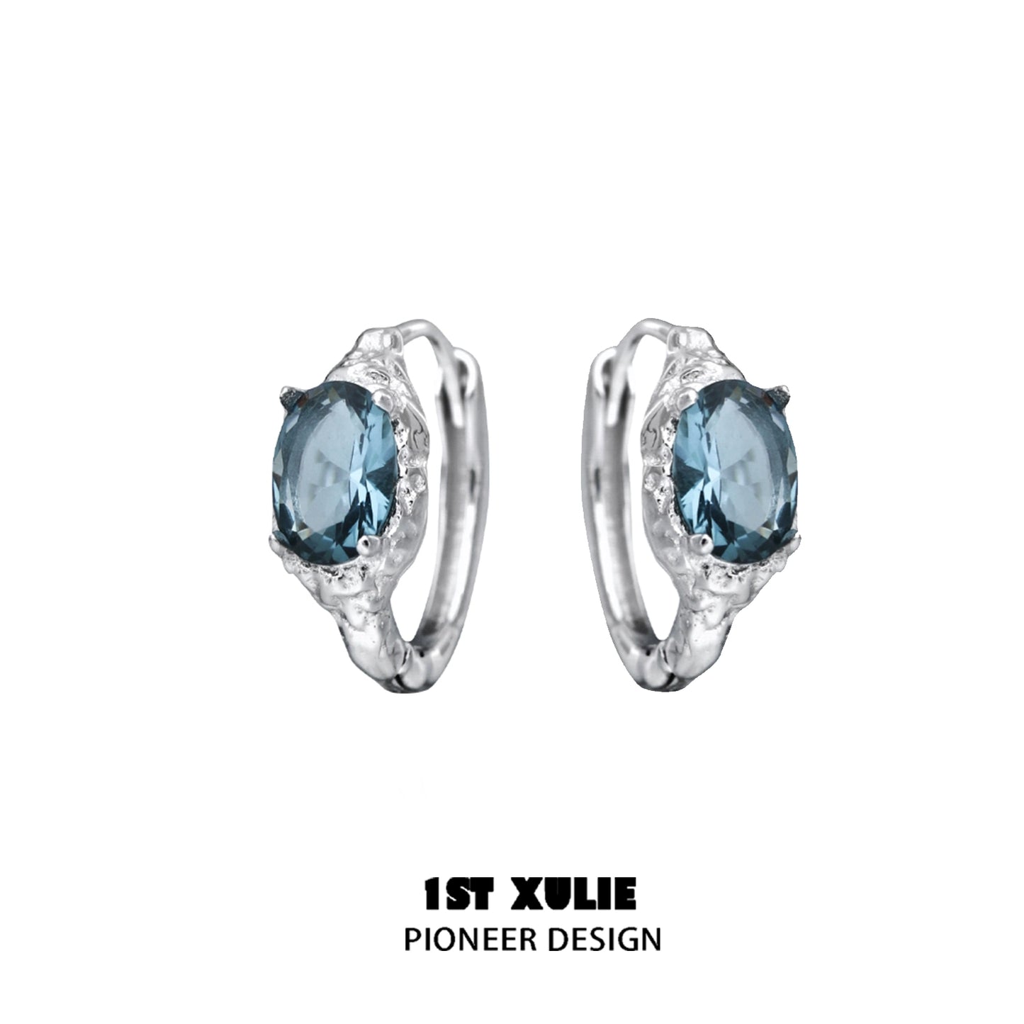 Elegant Icelandic zircon ear cuffs with a stunning blue gemstone design for versatile outfits