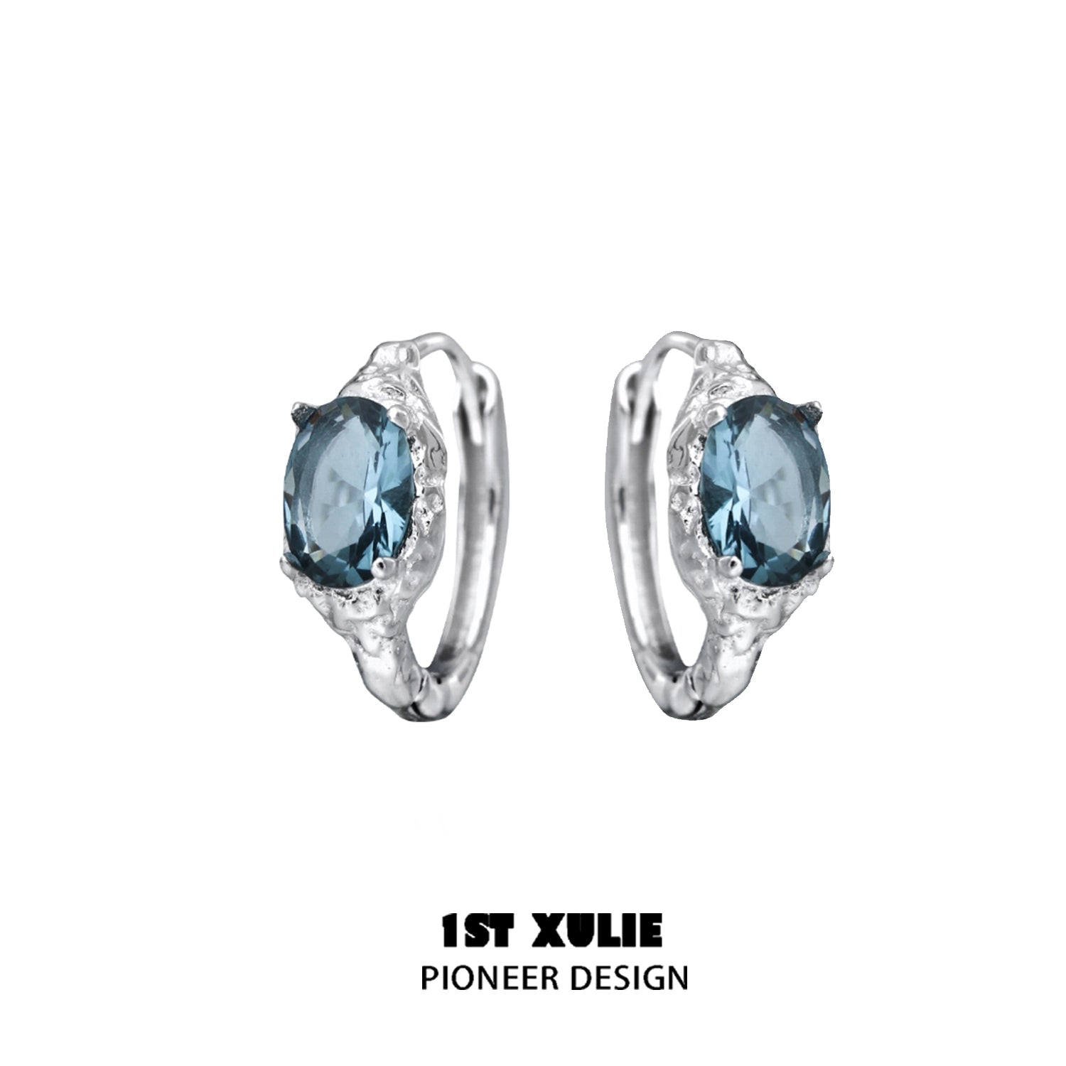 Elegant Icelandic zircon ear cuffs with a stunning blue gemstone design for versatile outfits