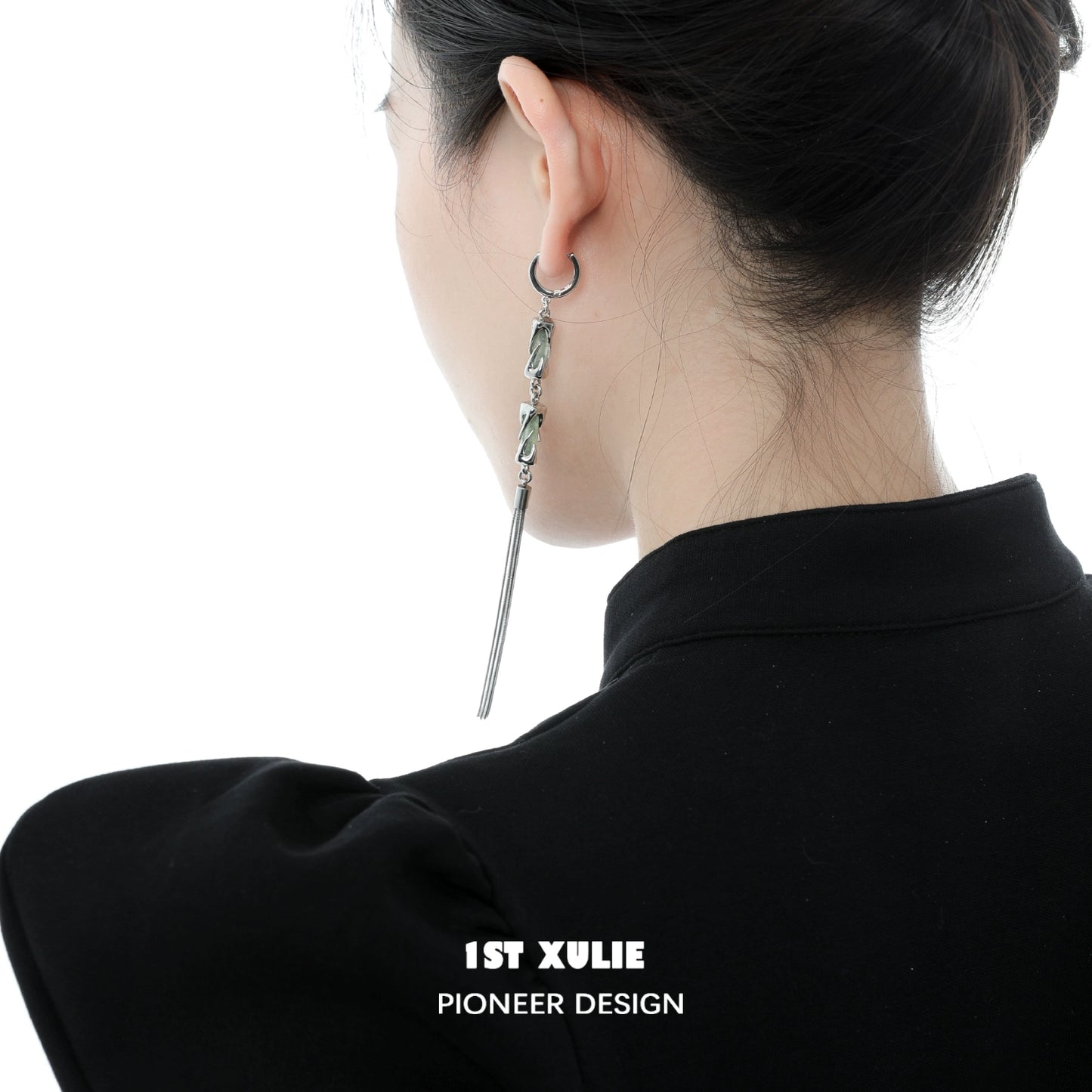 Unique 1ST XULIE Jade Tassel Earrings Hanging Elegantly from the Ear for Stylish Looks