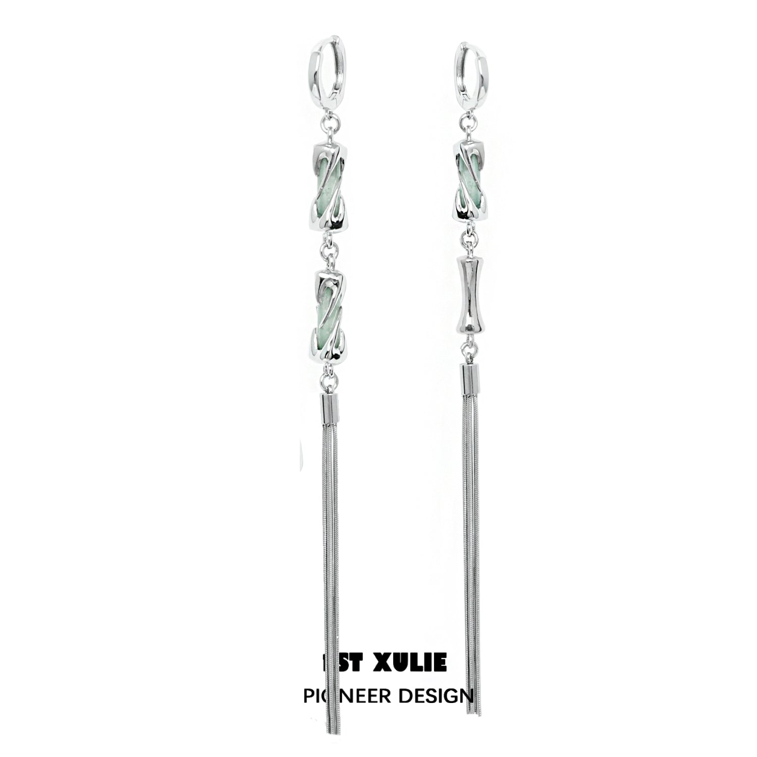Elegant jade tassel earrings with silver accents and modern design for stylish outfits