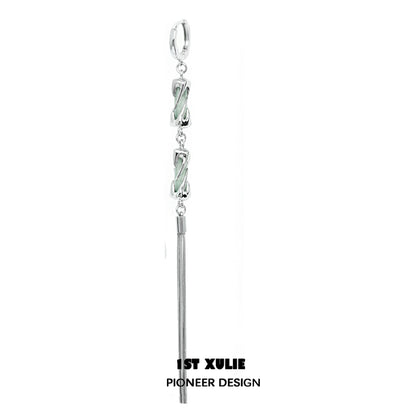 Elegant jade tassel earrings featuring silver accents and a sleek design for a stylish touch