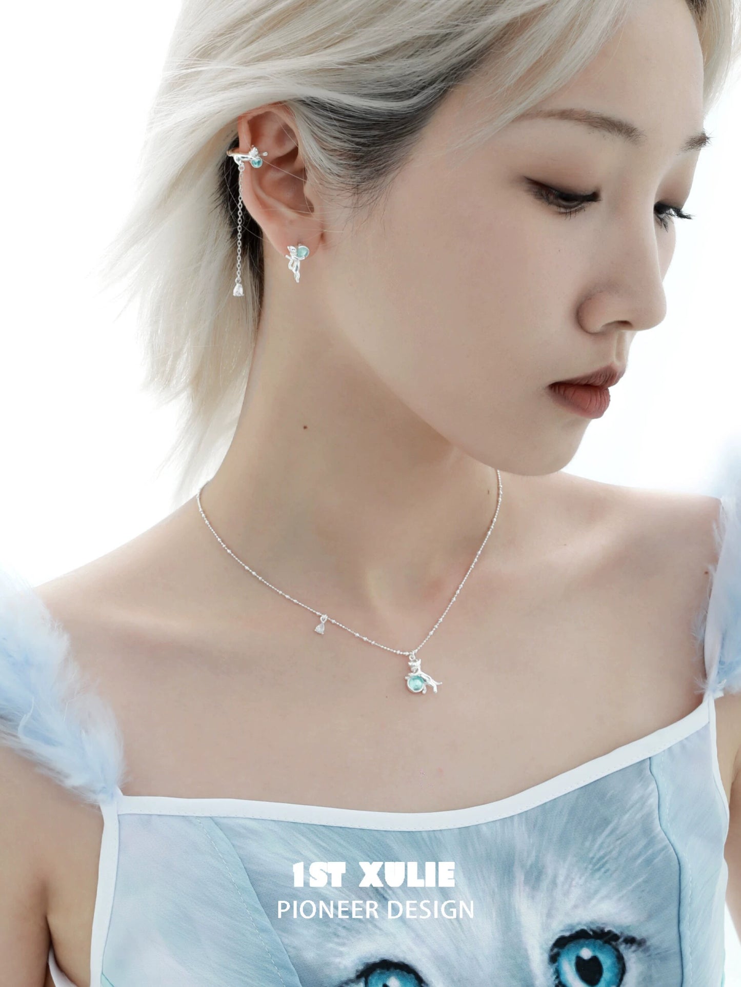 Stylish kitten silver necklace by 1STXULIE with delicate charm design for cat lovers
