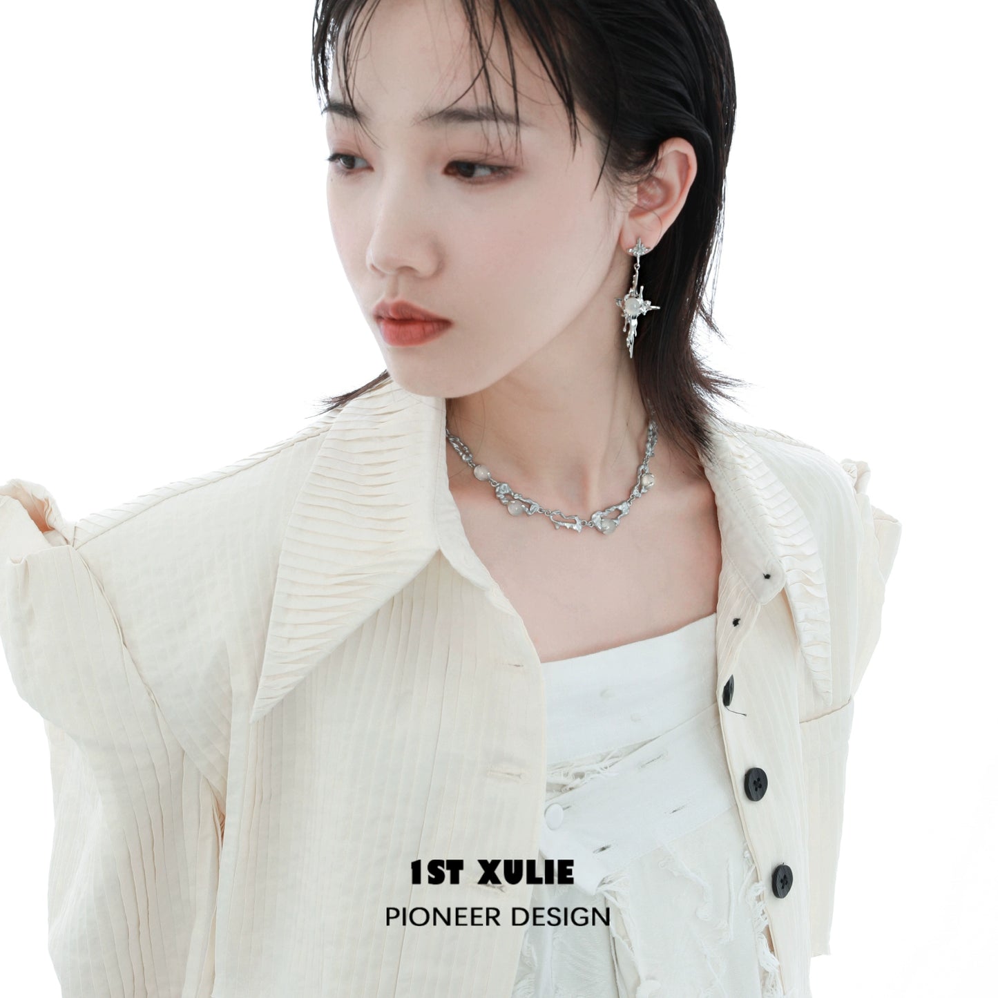 Stylish luminous agate cross earrings designed by 1ST XULIE for trendy accessories