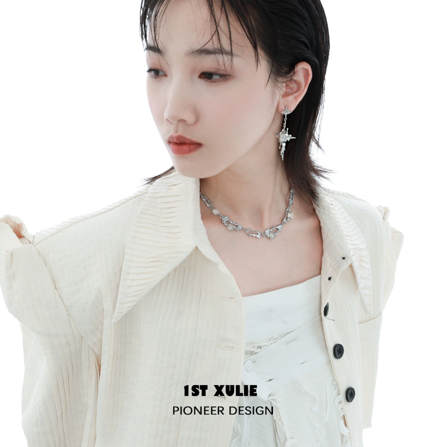 Stylish luminous agate cross earrings designed by 1ST XULIE for trendy accessories