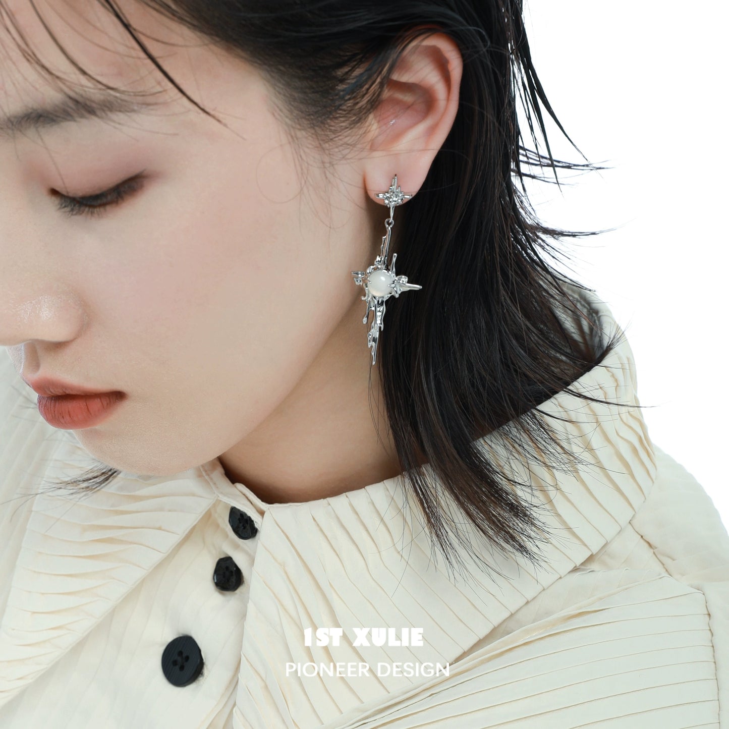 Stylish luminous agate cross earrings featuring intricate designs and a trendy look