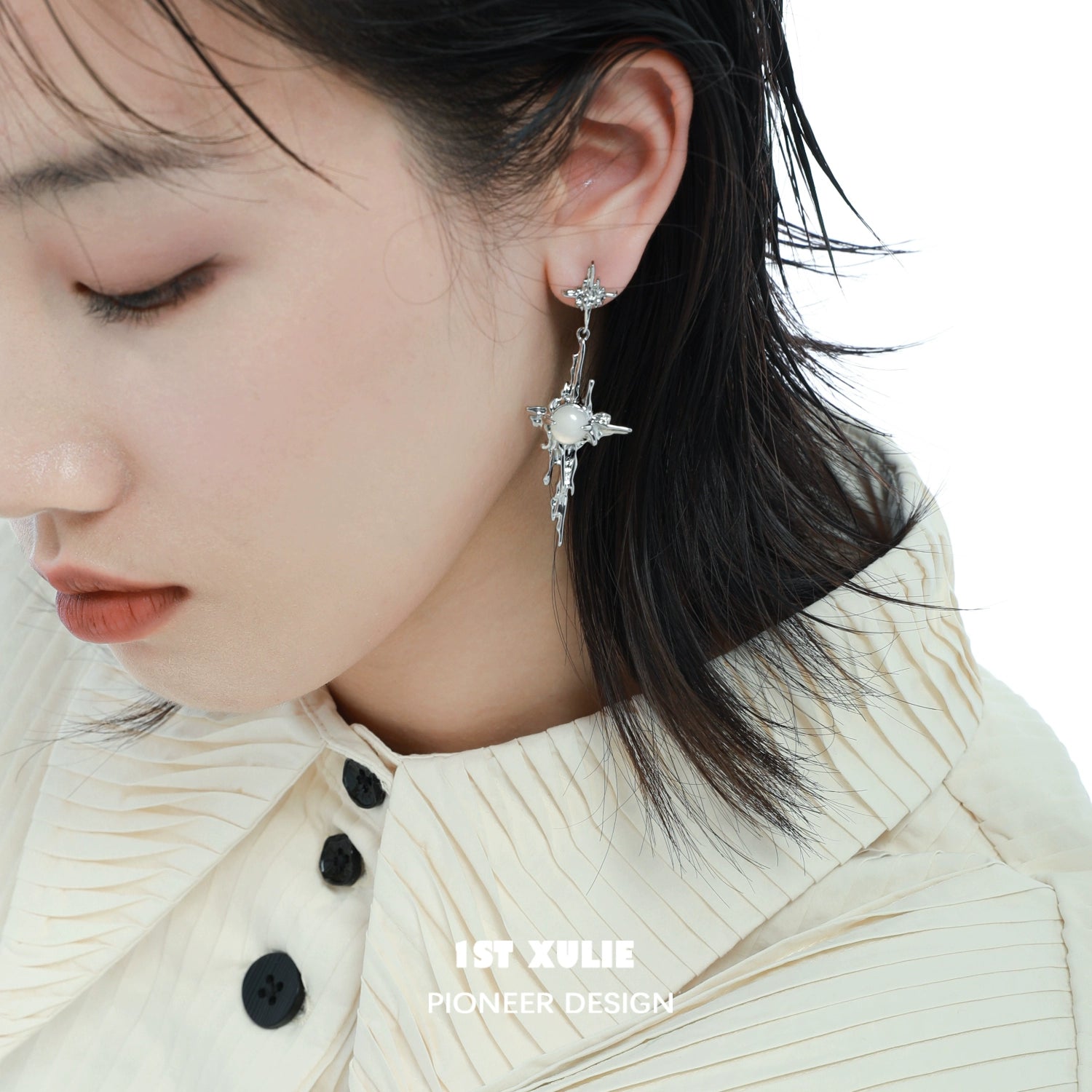 Stylish luminous agate cross earrings featuring intricate designs and a trendy look