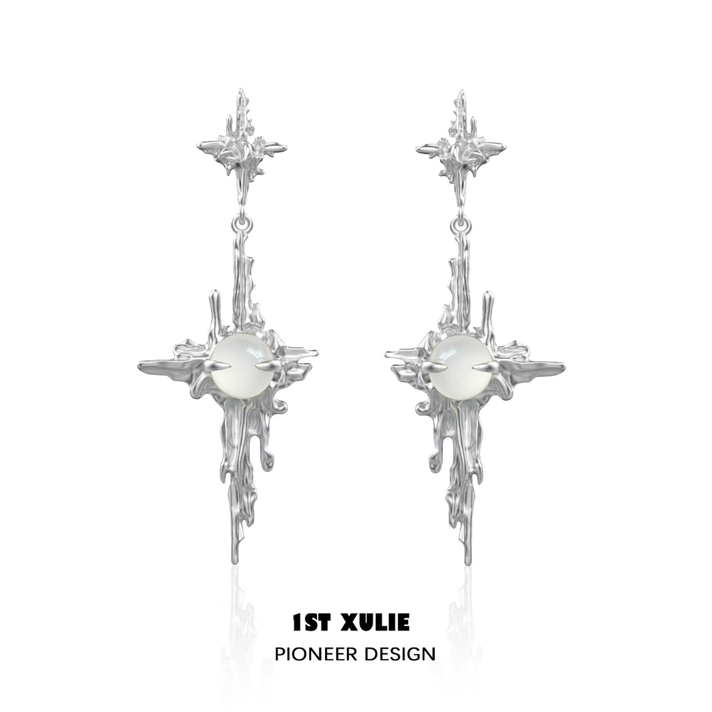 Luminous agate cross earrings in silver design with intricate details for a stylish look