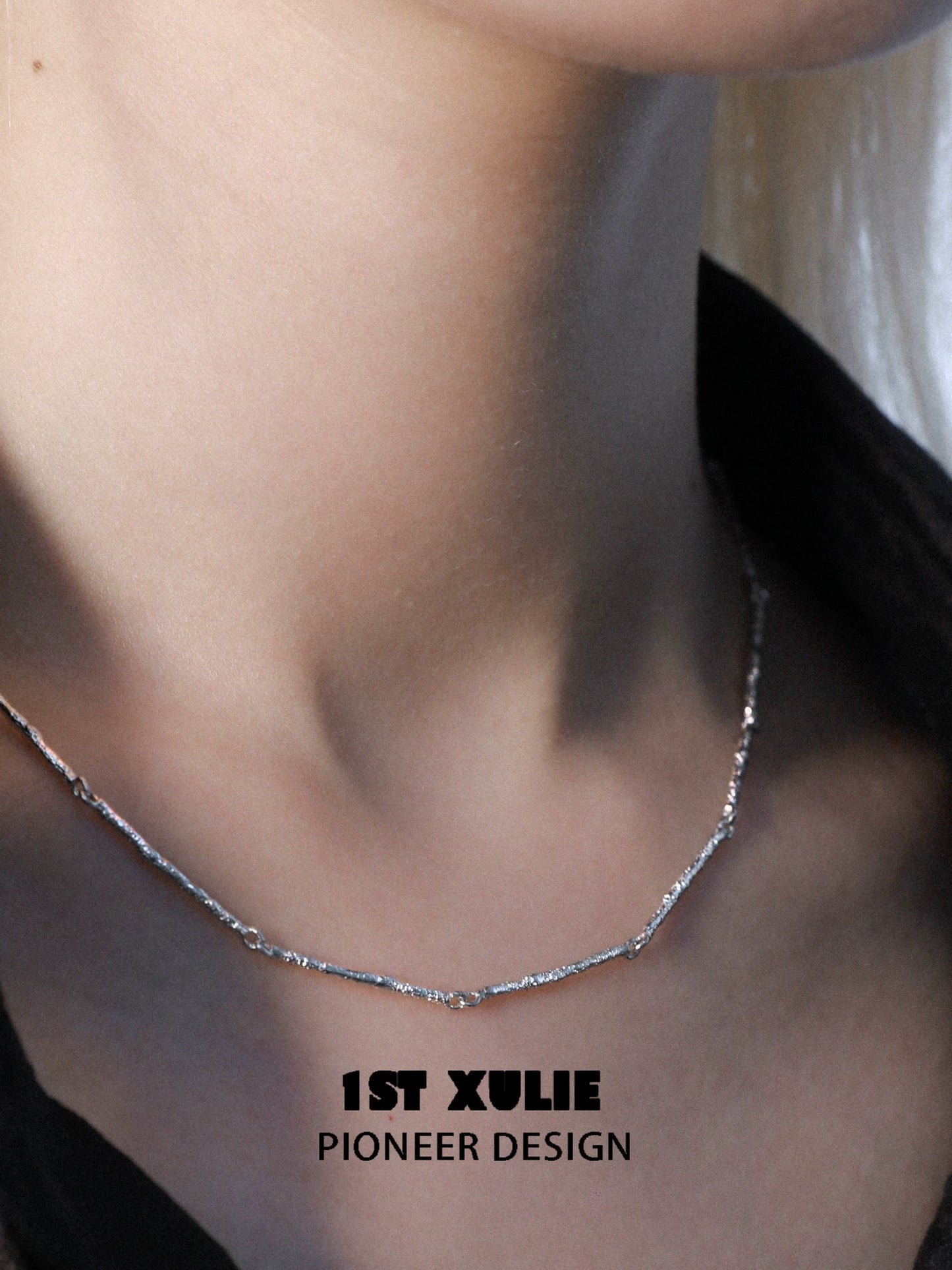 Stylish minimalist bamboo necklace by 1ST XULIE, featuring a delicate design for everyday wear