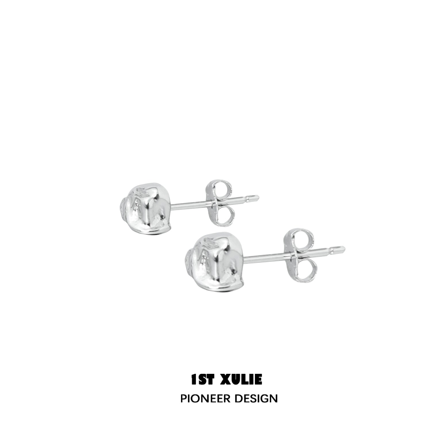 Stylish minimalist bell echo earrings in silver, perfect for everyday wear