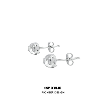 Stylish minimalist bell echo earrings in silver, perfect for everyday wear