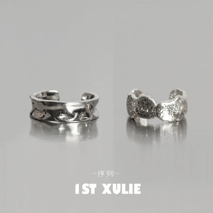 Stylish minimalist frosted ear cuffs in silver featuring a textured design for modern wear