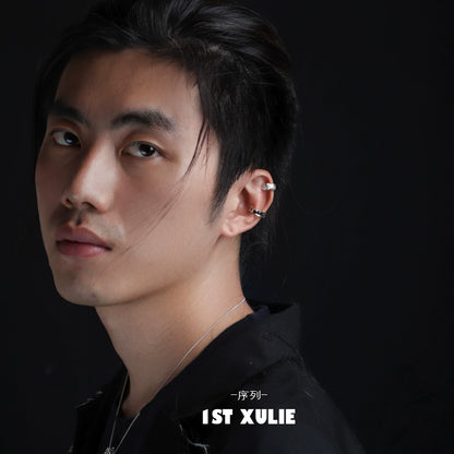 Stylish minimalist frosted ear cuffs showcased on a model for modern fashion enthusiasts