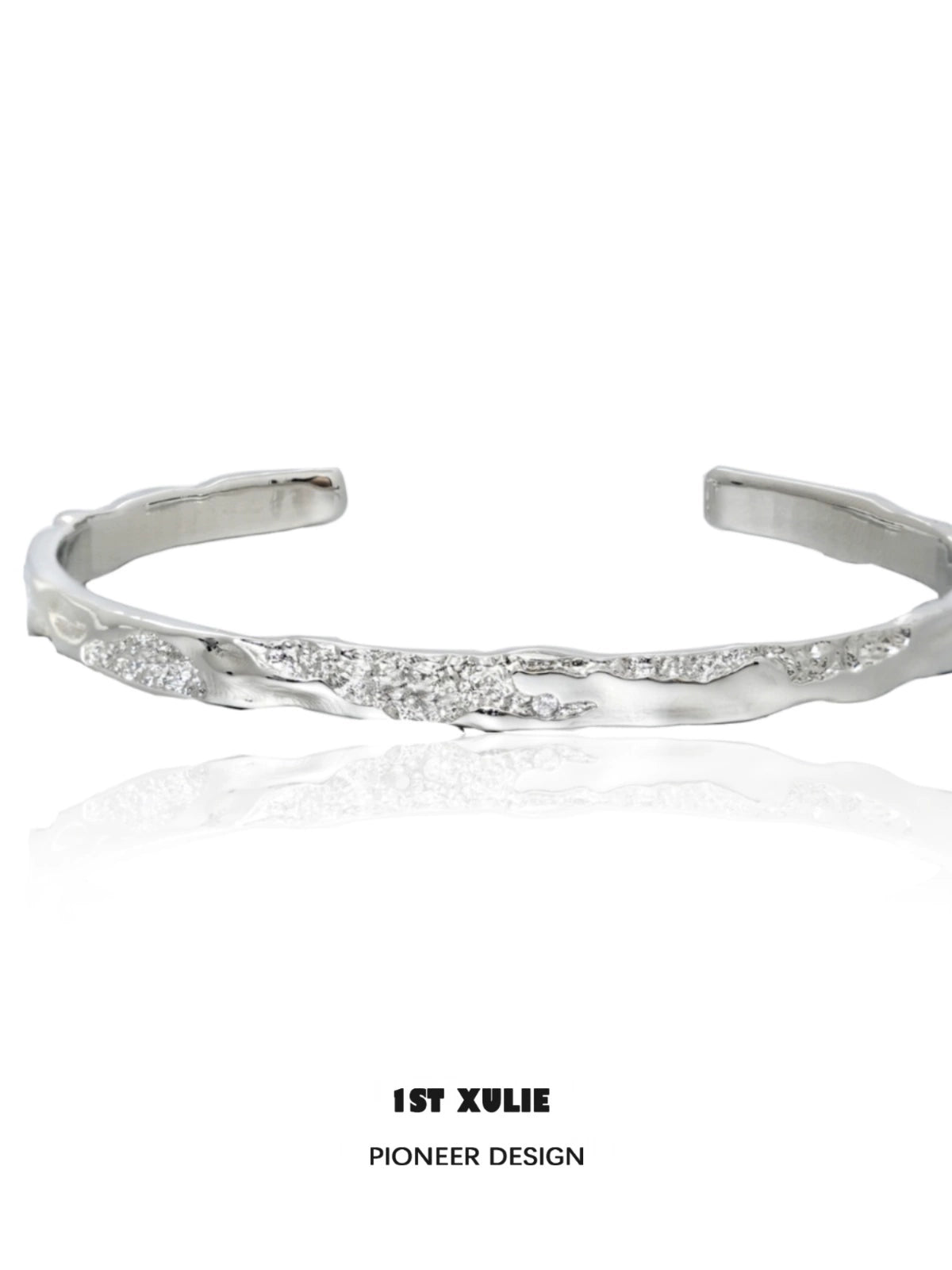 Stylish minimalist silver bracelet with a textured design for modern elegance
