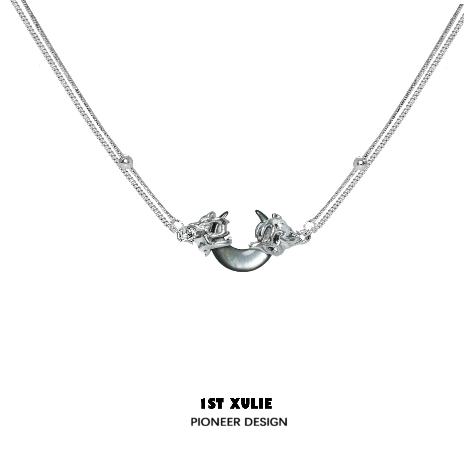 1ST XULIE Moonlight Couple Necklace with Unique Design and Elegant Silver Finish