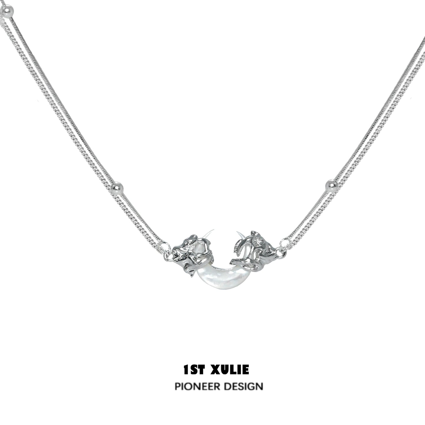 1STXULIE Silver Moonlight Couple Necklace with Elegant Design for Romantic Gifts