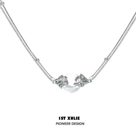 1STXULIE Silver Moonlight Couple Necklace with Elegant Design for Romantic Gifts