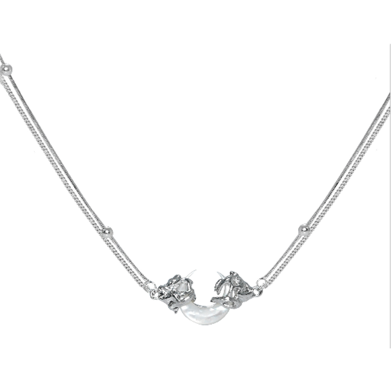 Elegant moonlight couple necklace featuring a crescent design with shimmering stones