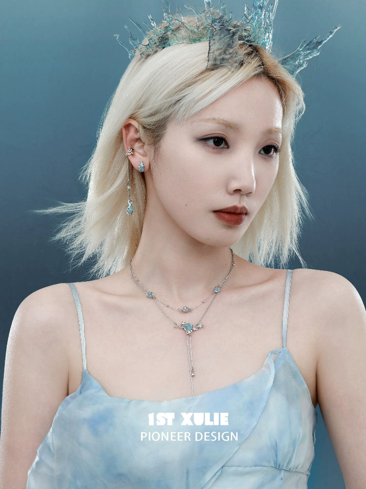 Elegant mystic elf earrings showcased on a model, perfect for fantasy-themed jewelry lovers