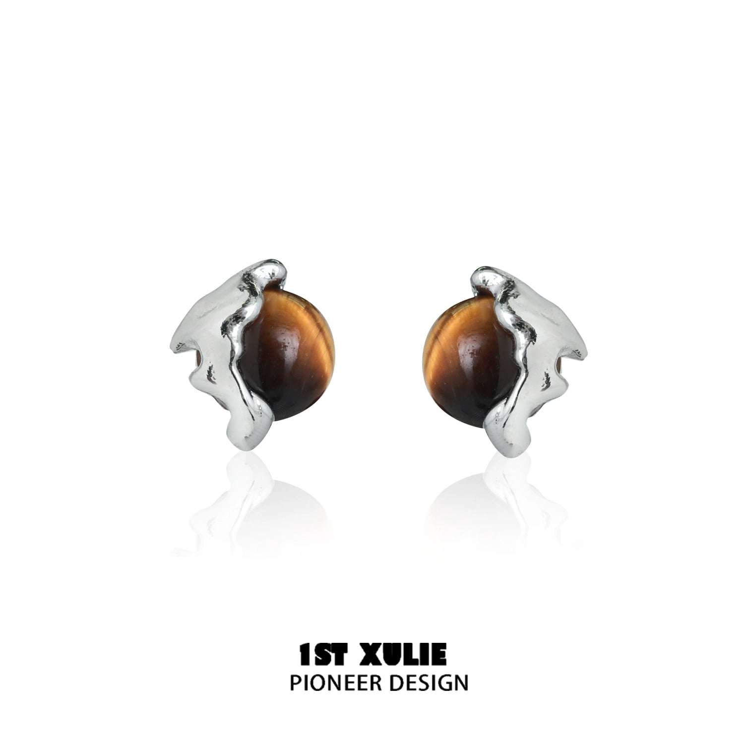 1STXULIE Mystic Eye Earrings with Silver Accents and Tiger Eye Stones for a Unique Style