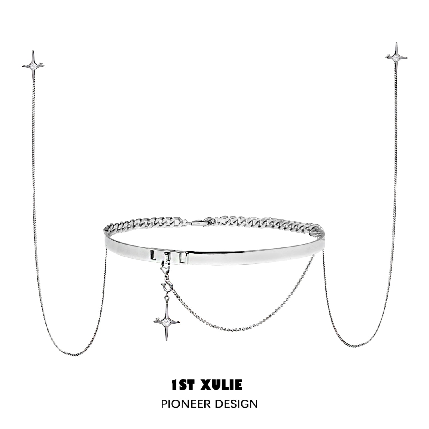 1ST XULIE Mystic Star Necklace with a silver chain and dangling star charms for a stylish look