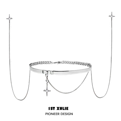 1ST XULIE Mystic Star Necklace with a silver chain and dangling star charms for a stylish look