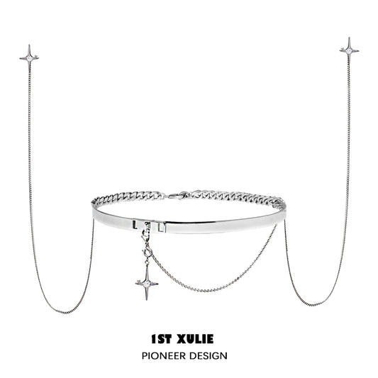 1ST XULIE Mystic Star Necklace with a silver chain and dangling star charms for a stylish look
