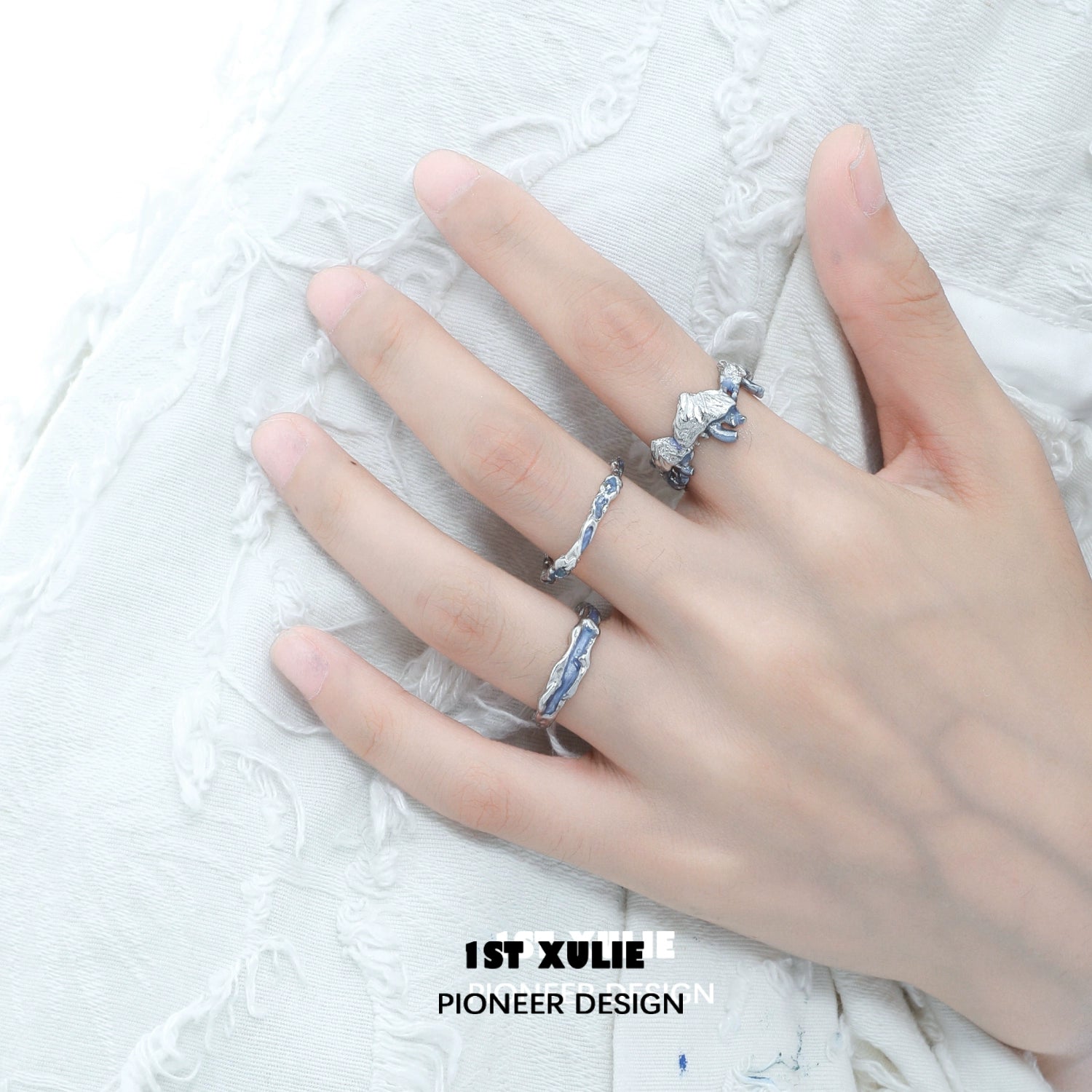 Ocean elf couple ring set with intricate design, perfect for romantic gifts and special occasions