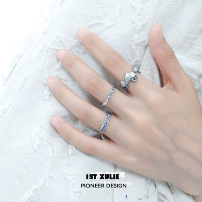 Ocean elf couple ring set with intricate design, perfect for romantic gifts and special occasions