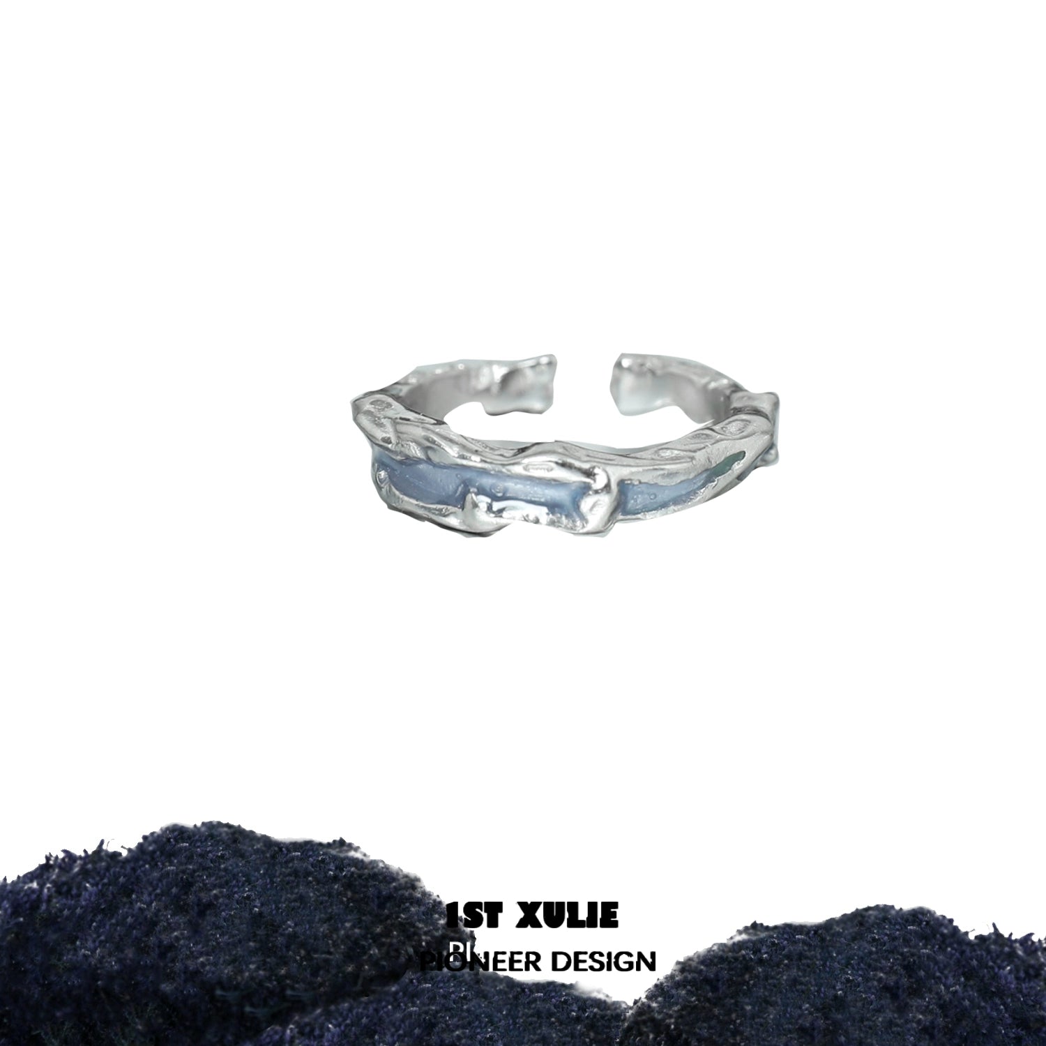 Ocean elf couple ring crafted in silver with a unique textured design for romantic jewelry lovers
