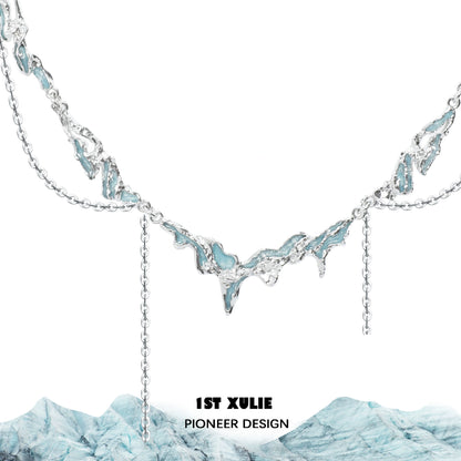Ocean inspired tassel necklace with silver chain and marine-themed design for a beachy look