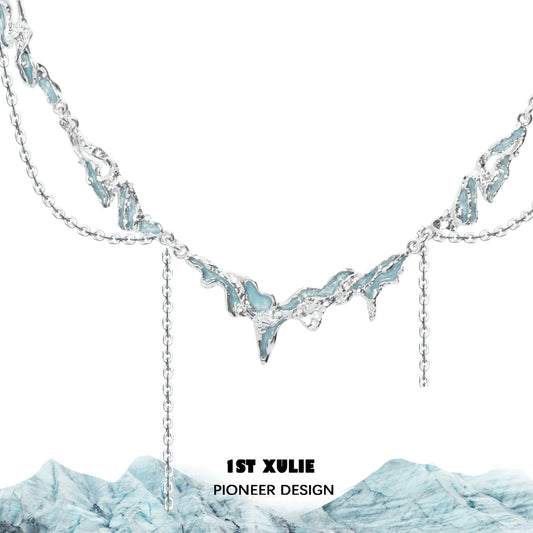 Ocean inspired tassel necklace with silver chain and marine-themed design for a beachy look