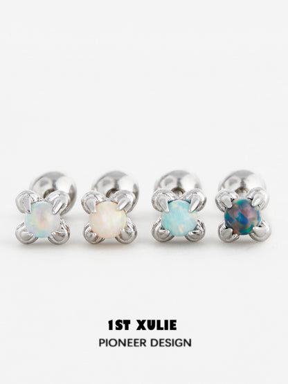 1STXULIE Opal Stud Earrings in four colors with silver settings for elegant jewelry style