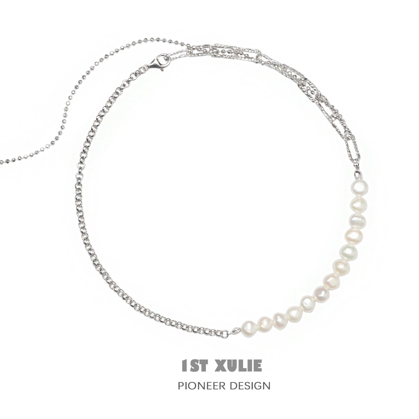Elegant 1STXULIE pearl fringe collarbone chain necklace with a delicate design and lustrous pearls