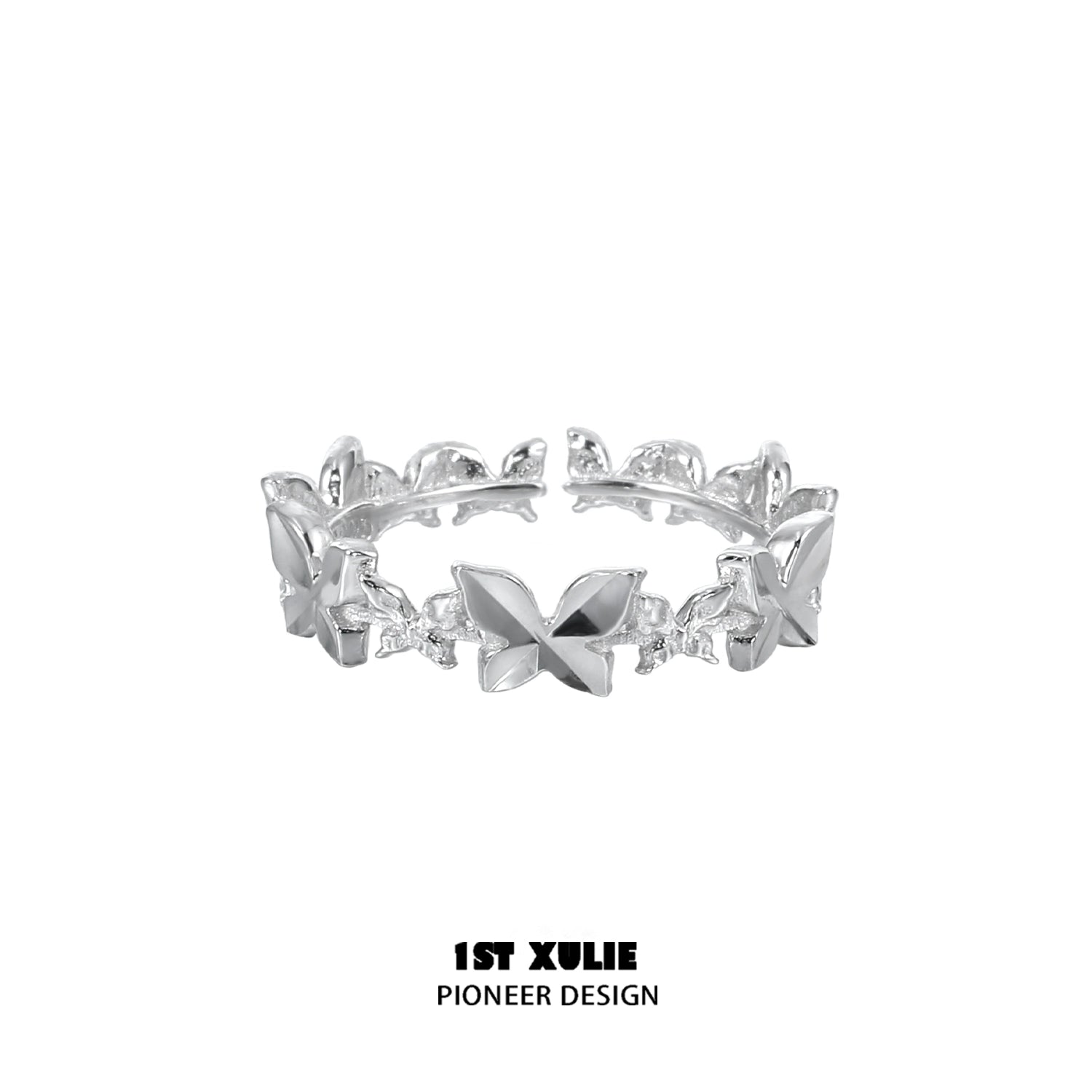 Punk butterfly silver ring featuring a unique butterfly design for a stylish look
